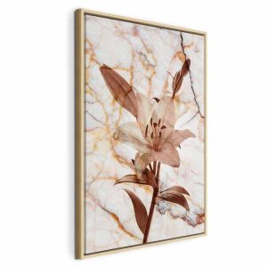 Tableau - Elegance of a Flower (1-part) - Delicate Lily on Marble in Sepia