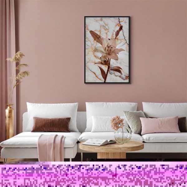 Tableau - Elegance of a Flower (1-part) - Delicate Lily on Marble in Sepia