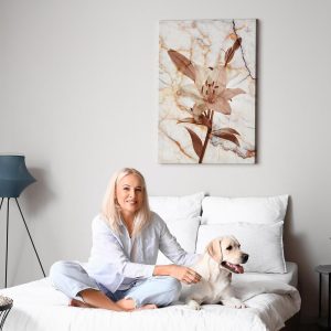 Tableau - Elegance of a Flower (1-part) - Delicate Lily on Marble in Sepia