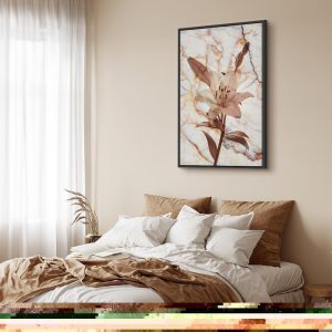 Tableau - Elegance of a Flower (1-part) - Delicate Lily on Marble in Sepia