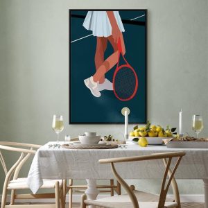 Tableau - Female Tennis Player With a Red Racket on the Court - Graphics