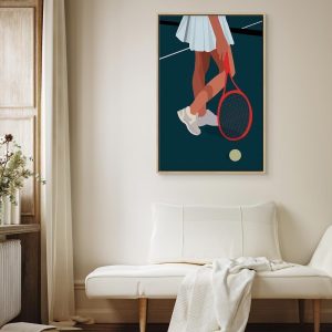 Tableau - Female Tennis Player With a Red Racket on the Court - Graphics
