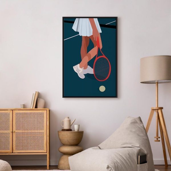 Tableau - Female Tennis Player With a Red Racket on the Court - Graphics