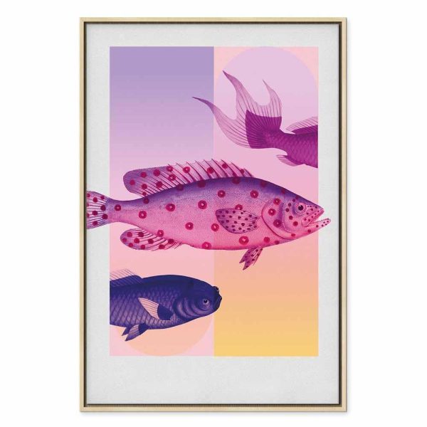 Tableau - Fish in Pastels - Stylized Fish Against Gradient Shapes