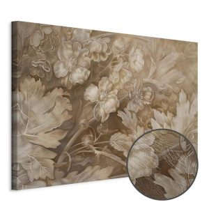 Tableau - Floral Ornaments Carved in Delicate Sepia and Brown Shades