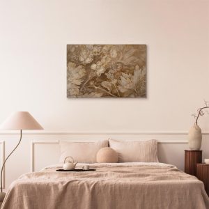 Tableau - Floral Ornaments Carved in Delicate Sepia and Brown Shades