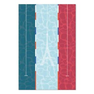Tableau - Graphic Illustration of a Swimming Pool Against the Backdrop of the French Flag