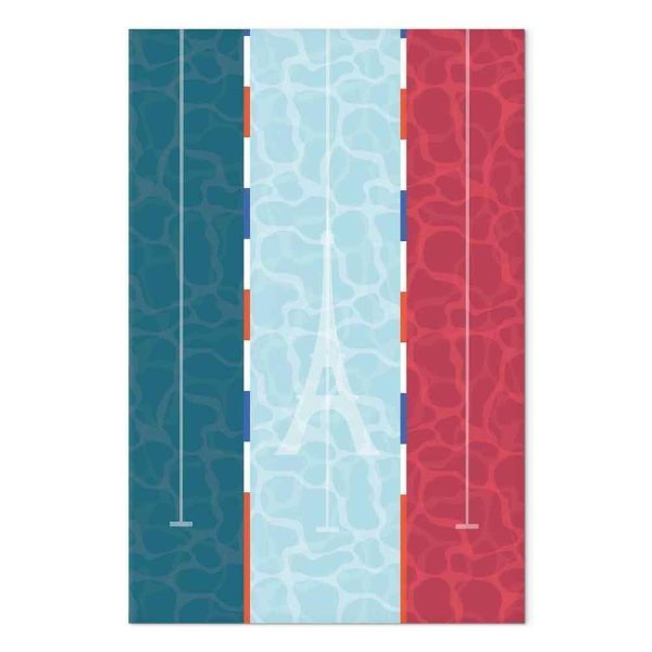 Tableau - Graphic Illustration of a Swimming Pool Against the Backdrop of the French Flag
