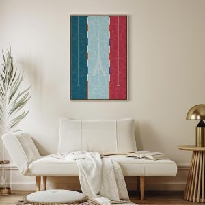 Tableau - Graphic Illustration of a Swimming Pool Against the Backdrop of the French Flag