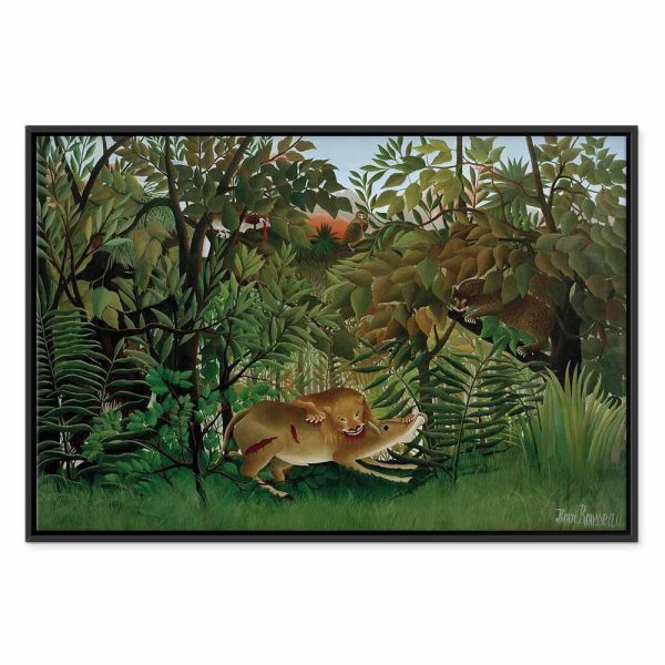 Tableau - Henri Rousseau – Le Lion ayant faim se jette sur l'Antilope