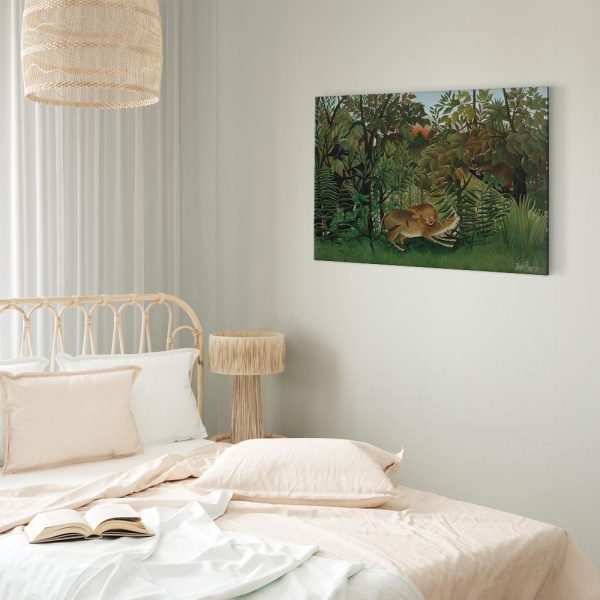 Tableau - Henri Rousseau – Le Lion ayant faim se jette sur l'Antilope