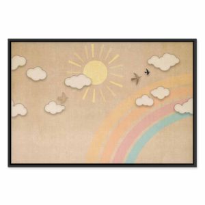 Tableau - Holiday Sky - Sunny Day with a Rainbow and Flying Birds