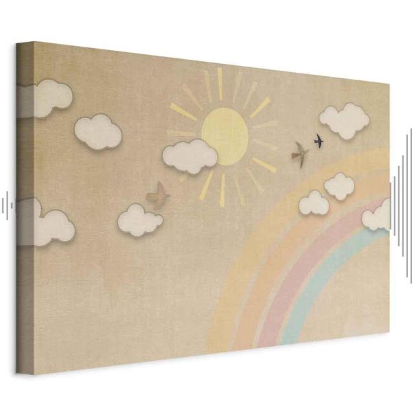 Tableau - Holiday Sky - Sunny Day with a Rainbow and Flying Birds