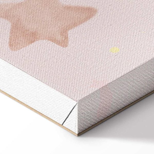 Tableau - Joyful Sky - Yellow Cheerful Stars with a Rainbow Against the Phases of the Moon in a Light Beige Sky Hue