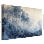 Tableau - Landscape with Trees in Illustrative Style Fairy-Tale Blue Forest