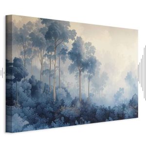 Tableau - Landscape with Trees in Illustrative Style Fairy-Tale Blue Forest