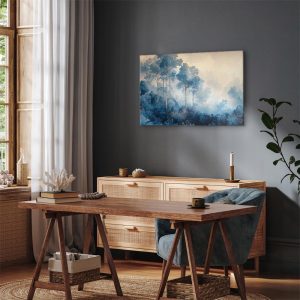 Tableau - Landscape with Trees in Illustrative Style Fairy-Tale Blue Forest