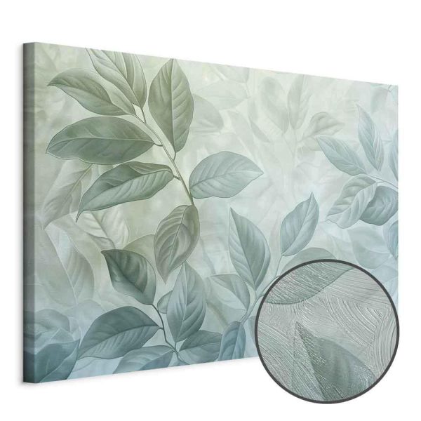 Tableau - Large Leaves in Shades of Green-Mint: Botanical Motif