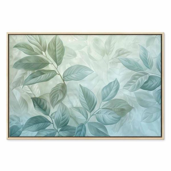 Tableau - Large Leaves in Shades of Green-Mint: Botanical Motif