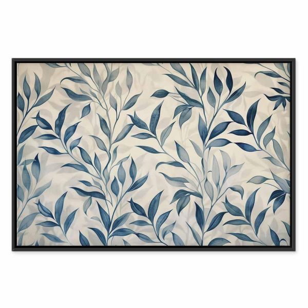 Tableau - Leaves in Blue Color Delicate Botanical Motif