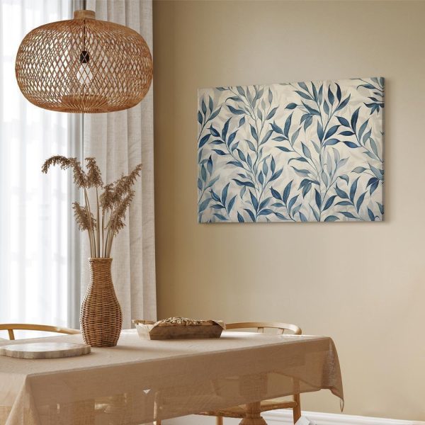 Tableau - Leaves in Blue Color Delicate Botanical Motif