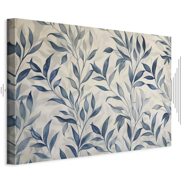 Tableau - Leaves in Blue Color Delicate Botanical Motif