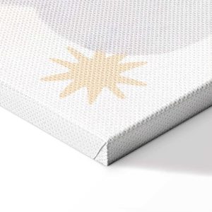 Tableau - Letters Above the Rainbow - Letters Among Streams of Rain and Clouds with a Rainbow Moon and Stars on a Light Background