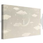 Tableau - Little Conqueror - A Mouse in Heart Pajamas on the Moon Among Clouds