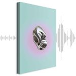 Tableau - Metallic Form - Abstract Sculpture on a Mint Background with a Purple Halo