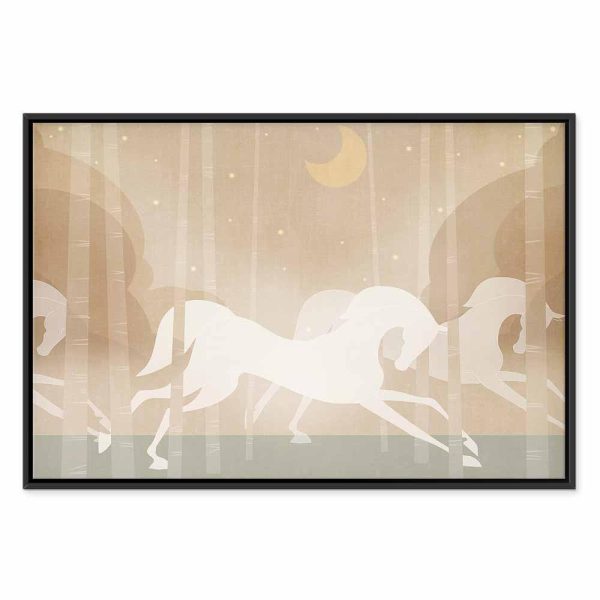 Tableau - Moon Horses - Horses Galloping Among Trees on a Starry Night