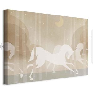 Tableau - Moon Horses - Horses Galloping Among Trees on a Starry Night