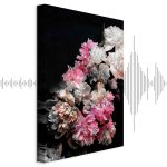 Tableau - Peony Charm (1-part) - Colorful Bouquet on Black Background