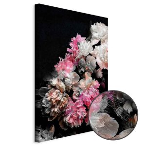 Tableau - Peony Charm (1-part) - Colorful Bouquet on Black Background