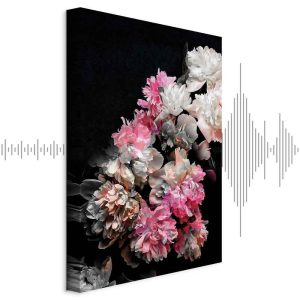 Tableau - Peony Charm (1-part) - Colorful Bouquet on Black Background