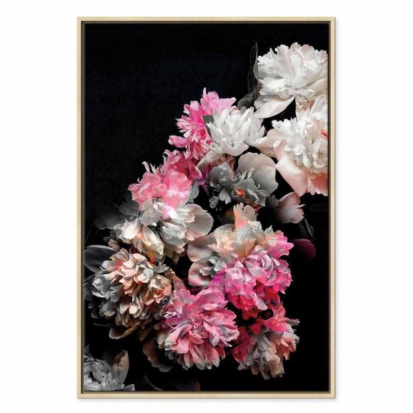 Tableau - Peony Charm (1-part) - Colorful Bouquet on Black Background