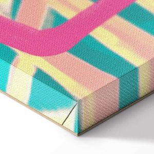 Tableau - Pink Flamingo - Abstract Flamingo Against Palms and Ice Cubes