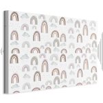 Tableau - Rainbows After the Storm - Rainbows of Various Sizes in Pastel Hues Among Rain Clouds in a Gray-Blue Shade