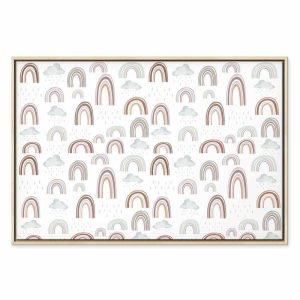 Tableau - Rainbows After the Storm - Rainbows of Various Sizes in Pastel Hues Among Rain Clouds in a Gray-Blue Shade