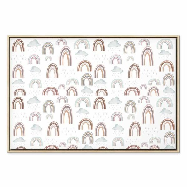 Tableau - Rainbows After the Storm - Rainbows of Various Sizes in Pastel Hues Among Rain Clouds in a Gray-Blue Shade