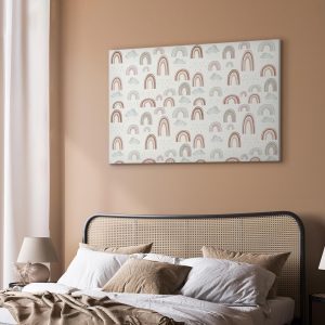 Tableau - Rainbows After the Storm - Rainbows of Various Sizes in Pastel Hues Among Rain Clouds in a Gray-Blue Shade