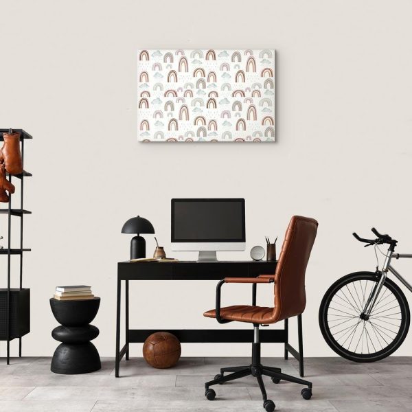 Tableau - Rainbows After the Storm - Rainbows of Various Sizes in Pastel Hues Among Rain Clouds in a Gray-Blue Shade