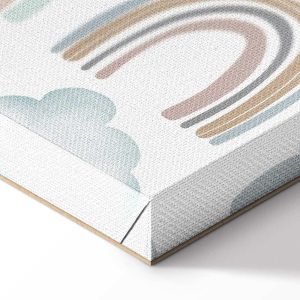 Tableau - Rainbows After the Storm - Rainbows of Various Sizes in Pastel Hues Among Rain Clouds in a Gray-Blue Shade