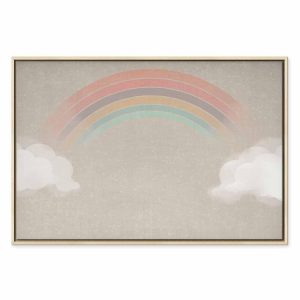 Tableau - Rainy June - Colorful Rainbow Emerging from Clouds on a Bright Background