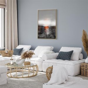 Tableau - Reflection of Colors (1-part) - Sunset in Painted Abstract Background