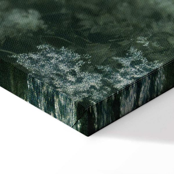 Tableau - Retro Landscape Grove Trees and Pond in Patinated Shades of Green