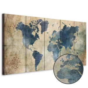 Tableau - Retro Map (5 Parts) Narrow