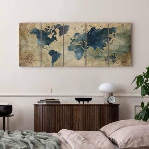 Tableau - Retro Map (5 Parts) Narrow