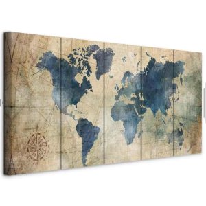 Tableau - Retro Map (5 Parts) Narrow