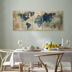 Tableau - Retro Map (5 Parts) Narrow