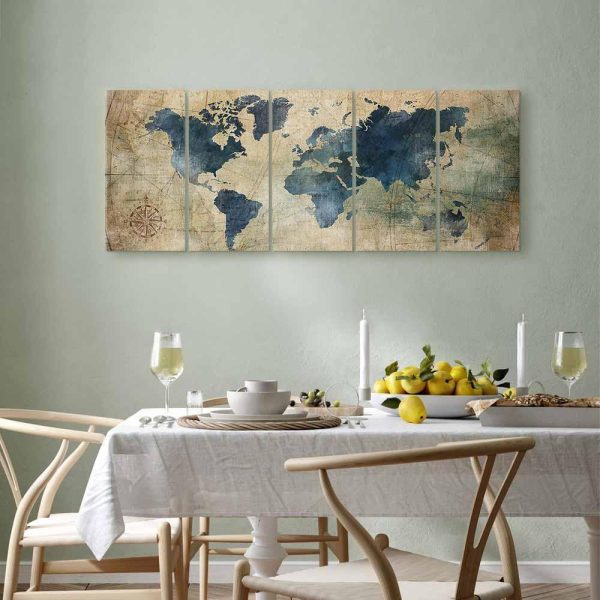 Tableau - Retro Map (5 Parts) Narrow